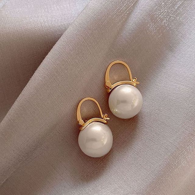 2026 New Korean Style Contracted Heart Pearl Earrings Zircon Geometric Stud Earring