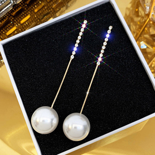 2026 New Korean Style Contracted Heart Pearl Earrings Zircon Geometric Stud Earring