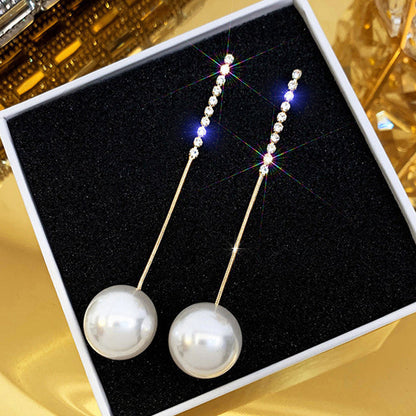 2026 New Korean Style Contracted Heart Pearl Earrings Zircon Geometric Stud Earring