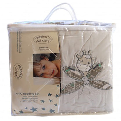 4 Piece Baby Bedding Set - Mint Giraffe