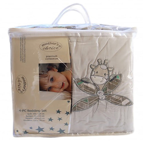 4 Piece Baby Bedding Set - Mint Giraffe