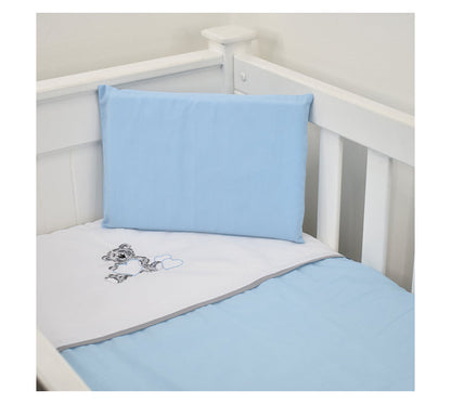 Cabbage Creek 3 Piece Baby Cot Linen Set - Grey Teddy & Blue Heart